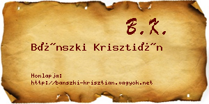 Bánszki Krisztián névjegykártya
